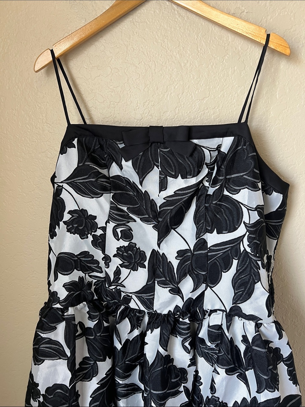 Anthropologie maeve black & white floral jacquard drop waist full cocktail dress - Picture 3 of 12